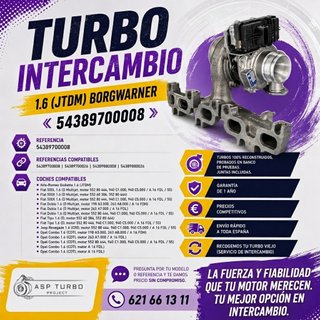 TURBO INTERCAMBIO 1.6 BORGWARNER 54389700008