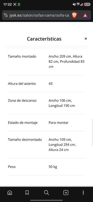 Sofá Cama Jysk Paradís Gris