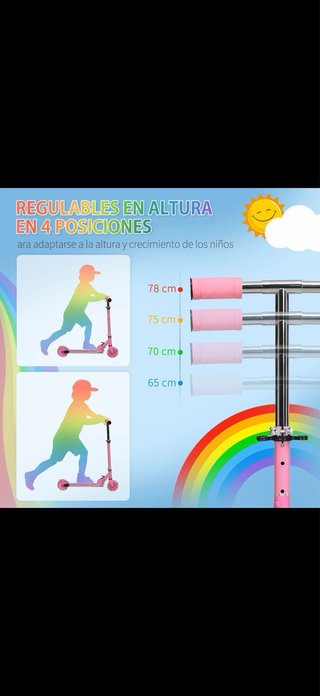 Patinete infantil plegable luces musica ajustable