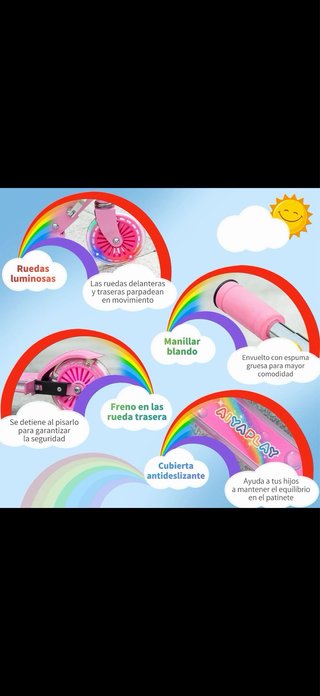 Patinete infantil plegable luces musica ajustable