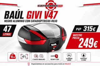 BAUL GIVI V47 TAPA ALUMINIO NEGRO ROJO OFERTA BAUL