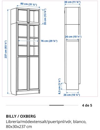 Estantería blanca Billy con altillo sin puerta