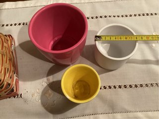 Vasetti ceramica e cestino in vimini ,porta piante