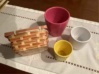 Vasetti ceramica e cestino in vimini ,porta piante