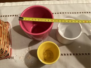 Vasetti ceramica e cestino in vimini ,porta piante