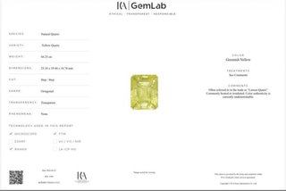 Cuarzo Limón Natural 68,25 ct ICA