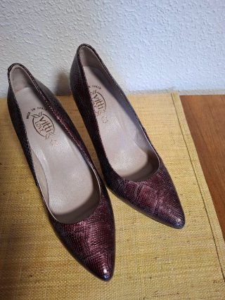 Zapatos Stilettos Piel Burdeos , tacon , 39