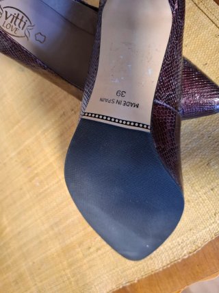 Zapatos Stilettos Piel Burdeos , tacon , 39