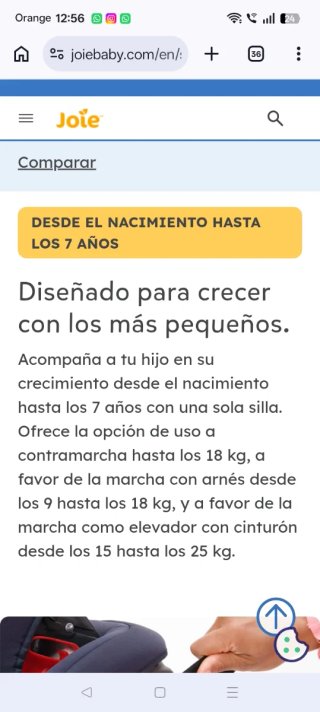 Silla coche Joie desde los 0-7años (contramarcha)