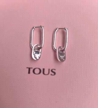 Pendientes Tous  silueta aro y cuarcita rosa