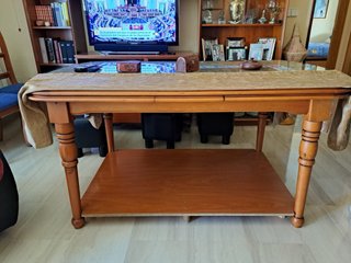 mesa de madera maciza extensible