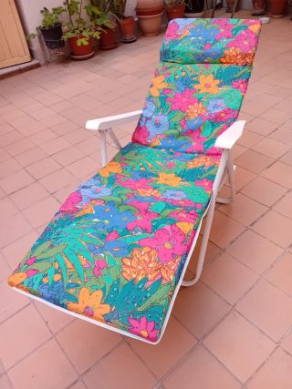 Silla jardín con reposapies y reclinable.