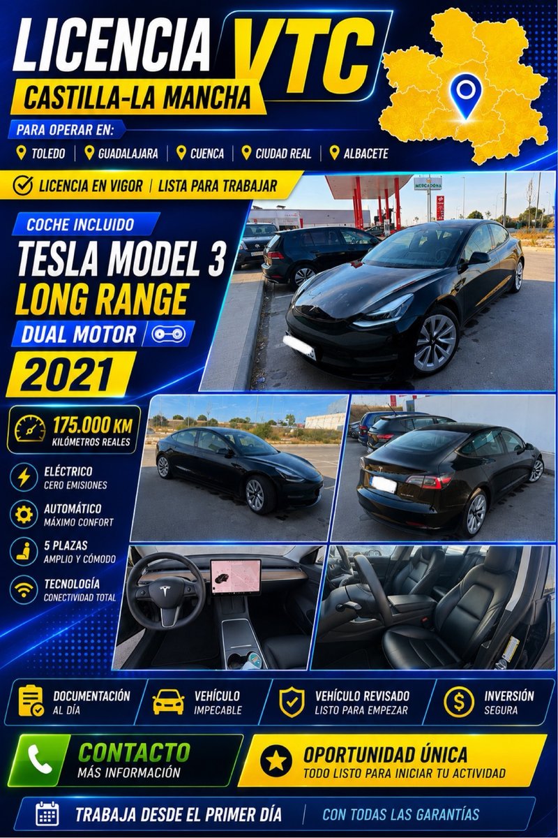 Tesla Model 3 2021 + licencia Vtc Castilla la Manc - foto 1