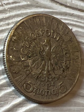 Moneta Argento 5 Zlotych Pilsudski Polonia