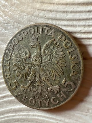 Moneta Argento 5 Zlotych 1934 Polonia