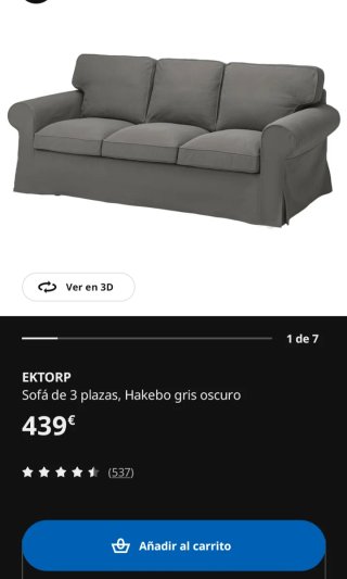 Sofa 3 plazas + reposapies IKEA