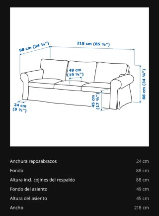 Sofa 3 plazas + reposapies IKEA