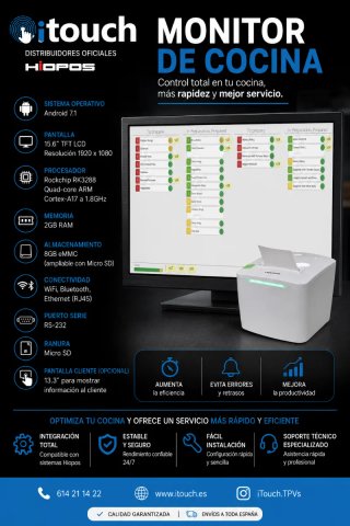 HIOSCREEN: Monitor táctil para pedidos en cocina