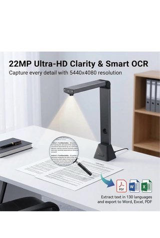 Scanner Documenti A3 22MP: OCR 130 Lingue Fotocame