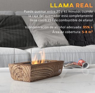 Chimenea bioetanol sobremesa 150ml 1000btu roble