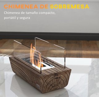 Chimenea bioetanol sobremesa 150ml 1000btu roble
