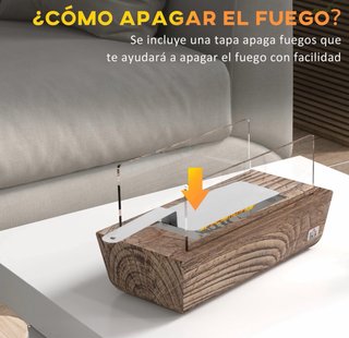 Chimenea bioetanol sobremesa 150ml 1000btu roble