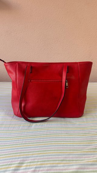Bolso shopper rojo con tachuelas – Gran capacidad
