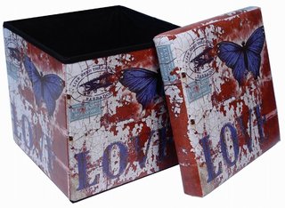 Pouf contenitore pieghevole in ecopelle farfalla ·