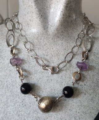 Collares plata de ley piedras naturales y perlas