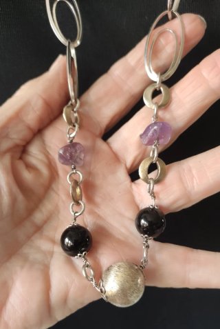 Collares plata de ley piedras naturales y perlas