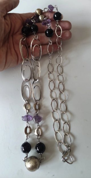Collares plata de ley piedras naturales y perlas