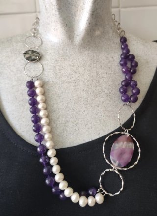 Collares plata de ley piedras naturales y perlas