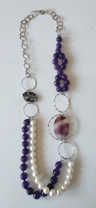 Collares plata de ley piedras naturales y perlas