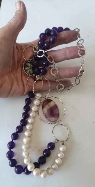 Collares plata de ley piedras naturales y perlas