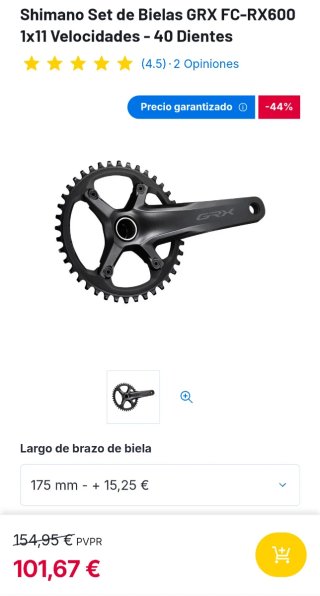 NUEVAS. BIELAS DE BICI SHIMANO GRX RX600 40D