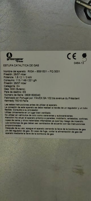 ESTUFA CATALITICA DE GAS GRENGEAR 3KW leroy merlin