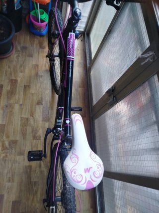 Bicicleta wolfbike negra y rosa