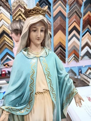 Preziosa Vergine Milagrosa di Olot da 55 cm senza cornice per devozione privata e cappelle private