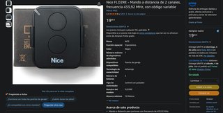 Mando a distancia Nice FLO2RE 2 Canales 433.92 MHz