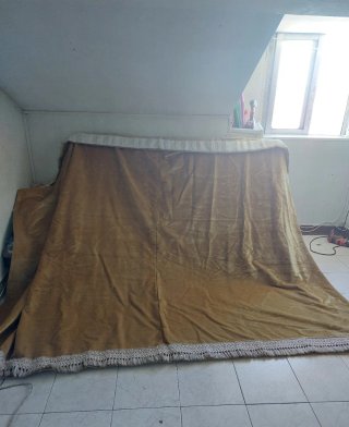 Colcha de terciopelo 220x220 con 2 cortinas vintag