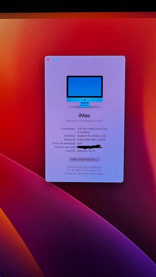 Imac 21 pulgadas de 2019