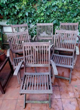 Lote 6 sillas de madera de acacia plegables oferta