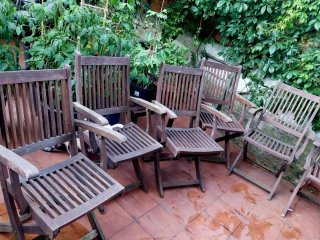 Lote 6 sillas de madera de acacia plegables oferta