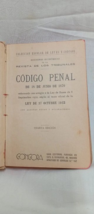 Librito del código Penal de España, editado por la