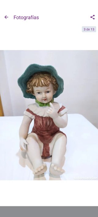 Muñeca antigua de porcelana biscuit grande