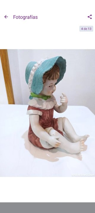 Muñeca antigua de porcelana biscuit grande