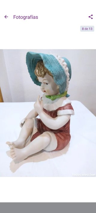 Muñeca antigua de porcelana biscuit grande
