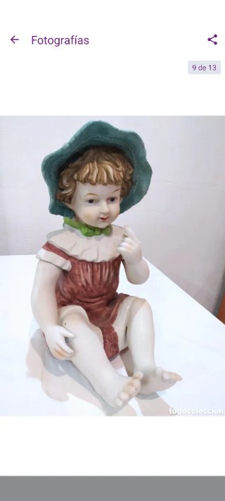 Muñeca antigua de porcelana biscuit grande