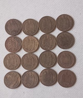 16 monedas de 1 peseta de 1944