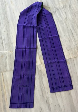 Pañuelo twilly Pierre Cardin vintage morado verde